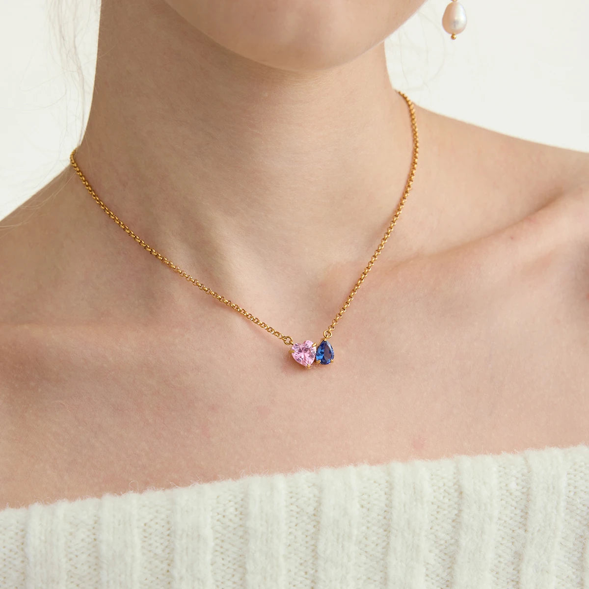 Birthstone necklace for mom by VelmoraMart featuring personalized family birthstones on an elegant pendant necklace. A meaningful custom birthstone necklace and perfect Mother's Day gift celebrating love, family, and cherished memories.