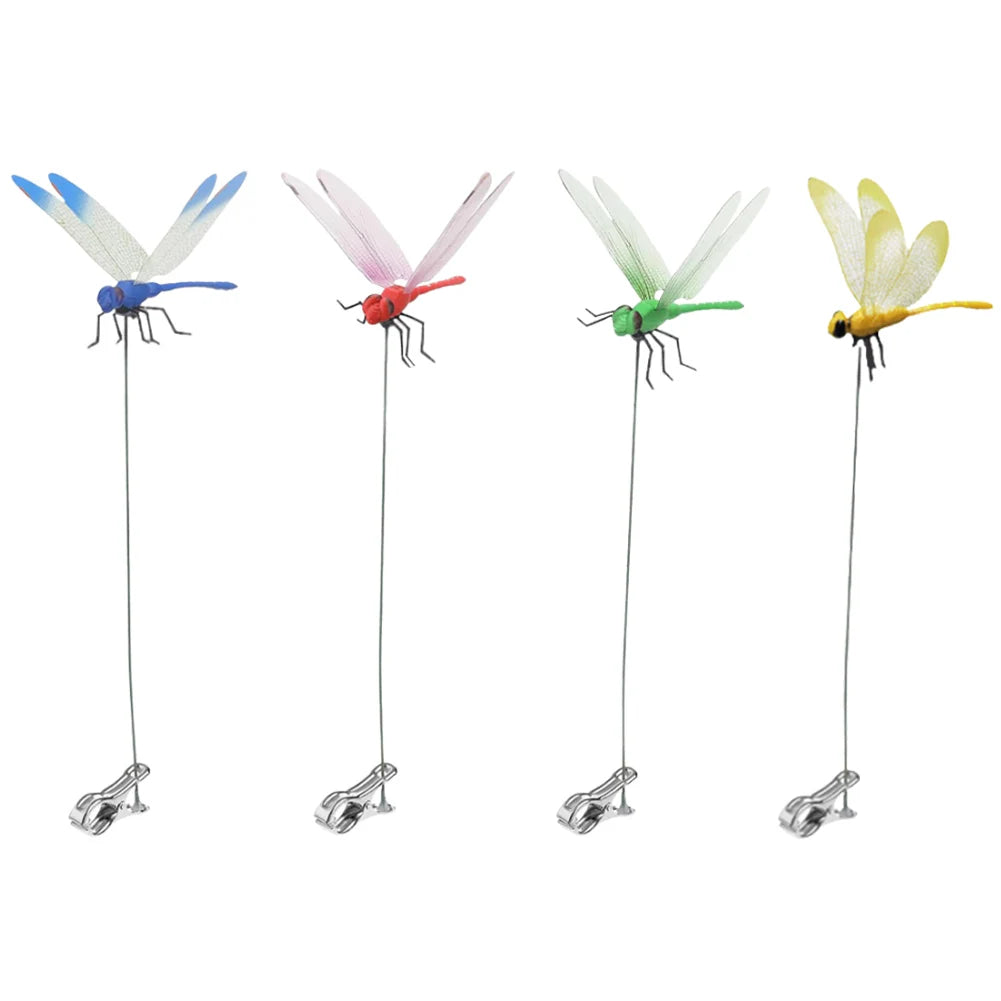 Detailed view of fake dragonfly clips on a summer hat