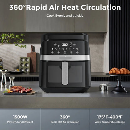 Beautiful 6qt digital air fryer with touchscreen interface