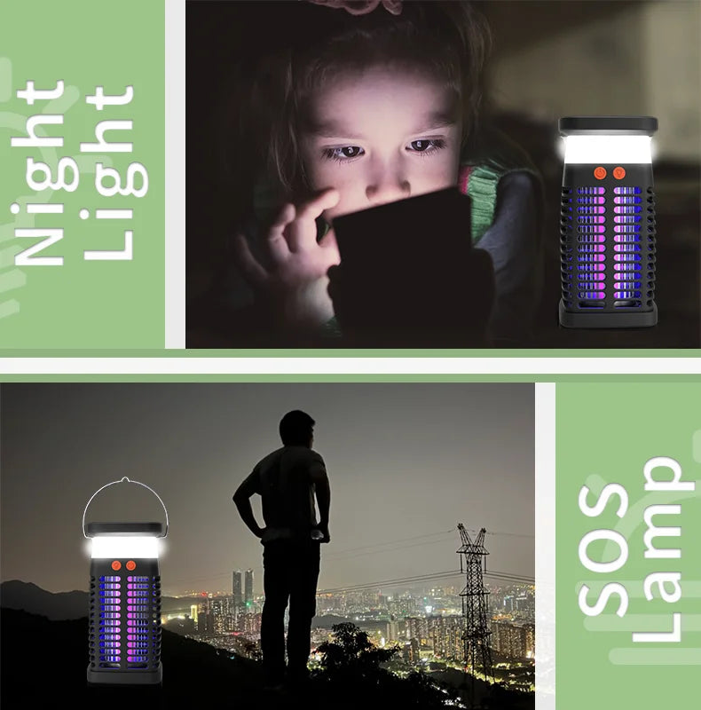 VelmoraMart solar bug zapper providing effective outdoor pest control in a garden setting
