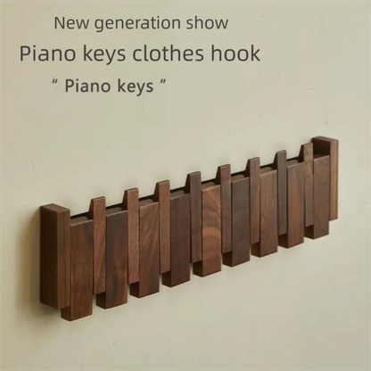 Piano shaped wall mounted wooden coat rack with hidden folding hooks for modern home organization by VelmoraMart.