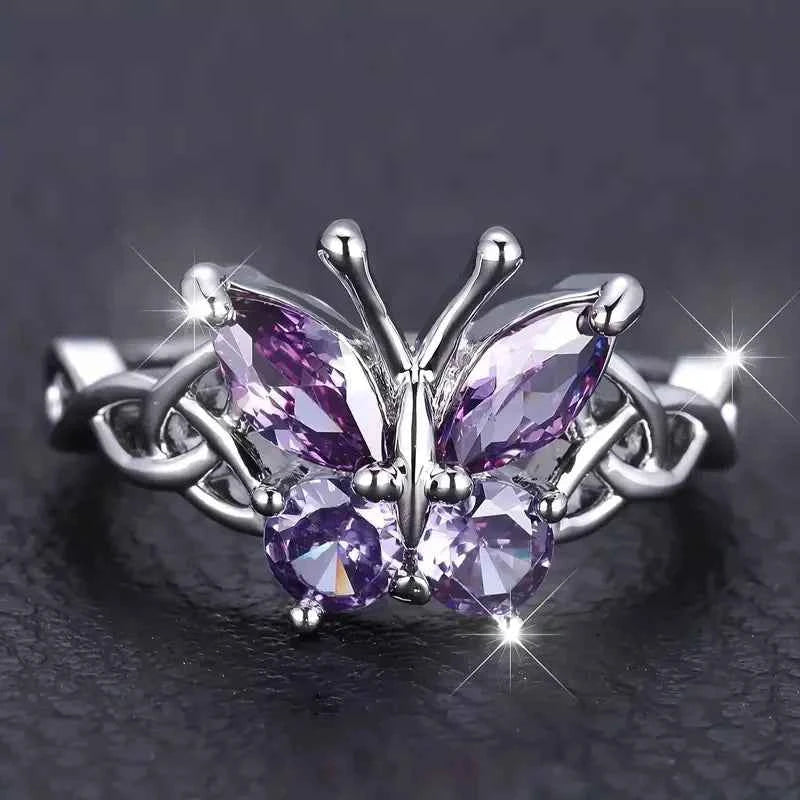 Butterfly Ring - Sterling Silver & Gold Butterfly Ring for Women