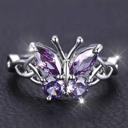 Butterfly Ring - Sterling Silver & Gold Butterfly Ring for Women