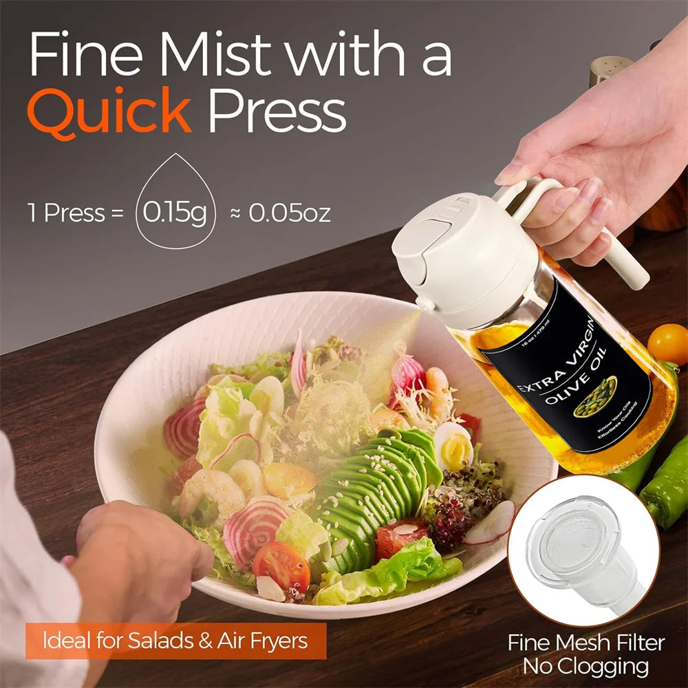 Premium olive oil sprayer glass spray bottle for healthy cooking, grilling, baking, air fryer, and kitchen oil dispenser by VelmoraMart