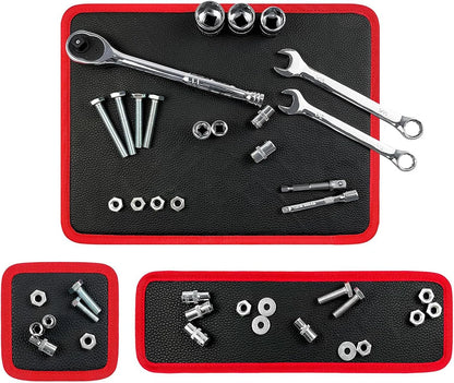 VelmoraMart magnetic tool holder mat securely holding metal hand tools on a workbench.