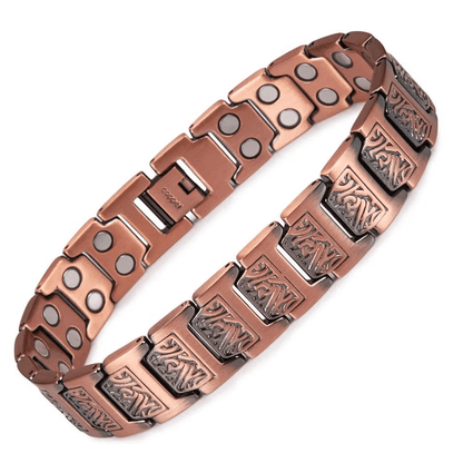 Copper bracelet with magnetic properties on a white background