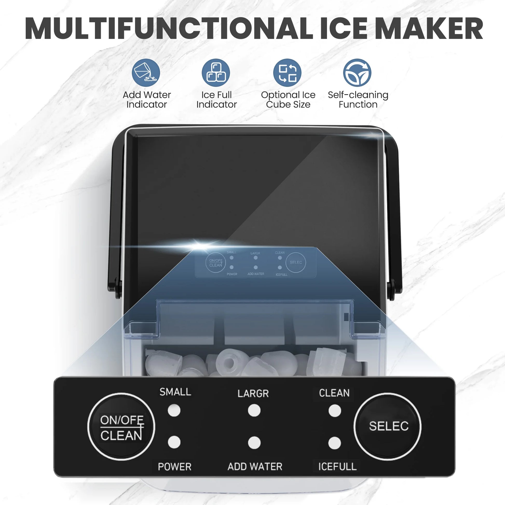 Portable nugget ice machine producing soft chewable ice for home kitchens, coffee bars, and entertaining by VelmoraMart.