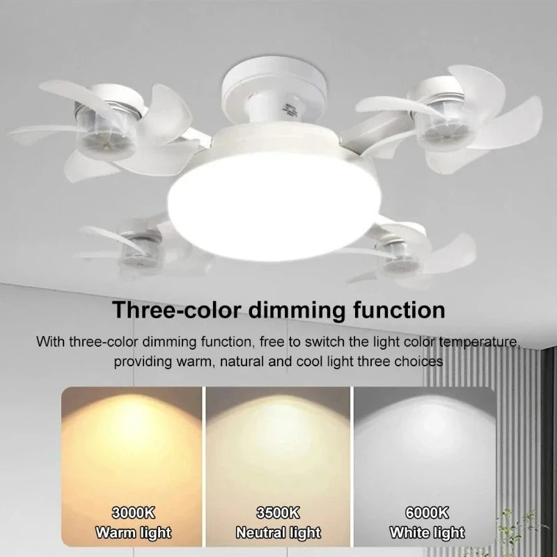 Modern outdoor ceiling fan with light and remote control installed in a stylish patio, energy-efficient LED ceiling fan for home décor by VelmoraMart.