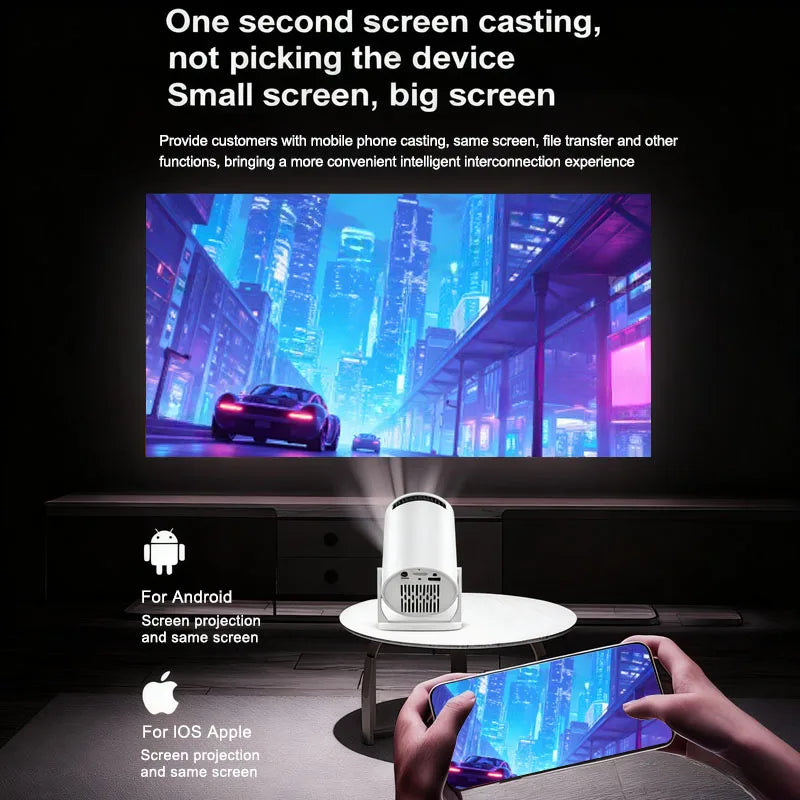 Portable projector and screen with stand for outdoor movies, camping, gaming, and home theater entertainment by VelmoraMart.