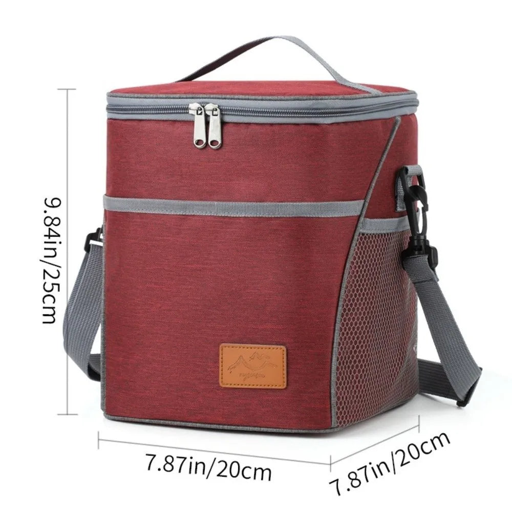 Lunch bag insulated with leakproof thermal lining, spacious interior, durable fabric, and stylish design for work, school, travel, and everyday meals.