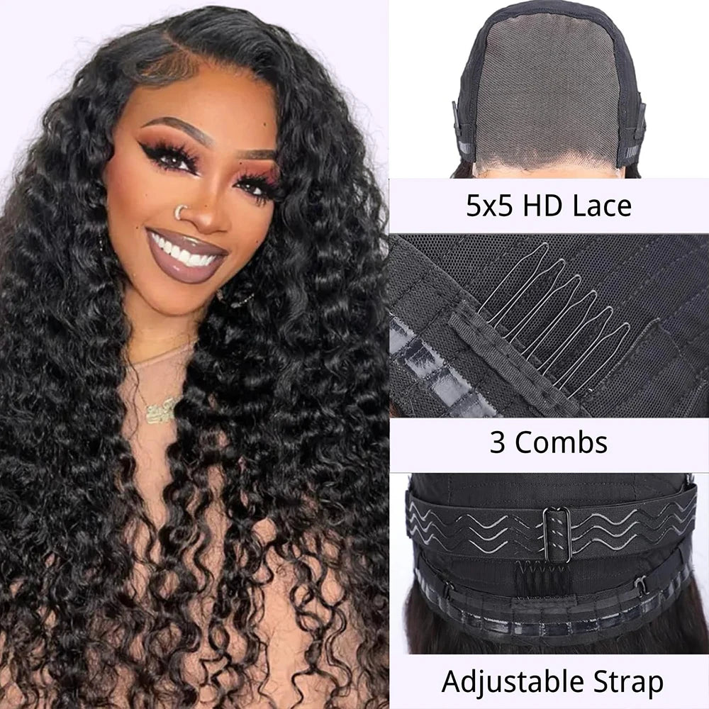Premium Glueless Human Hair Wigs with natural lace front, ready-to-wear design, soft breathable cap, realistic hairline by VelmoraMart