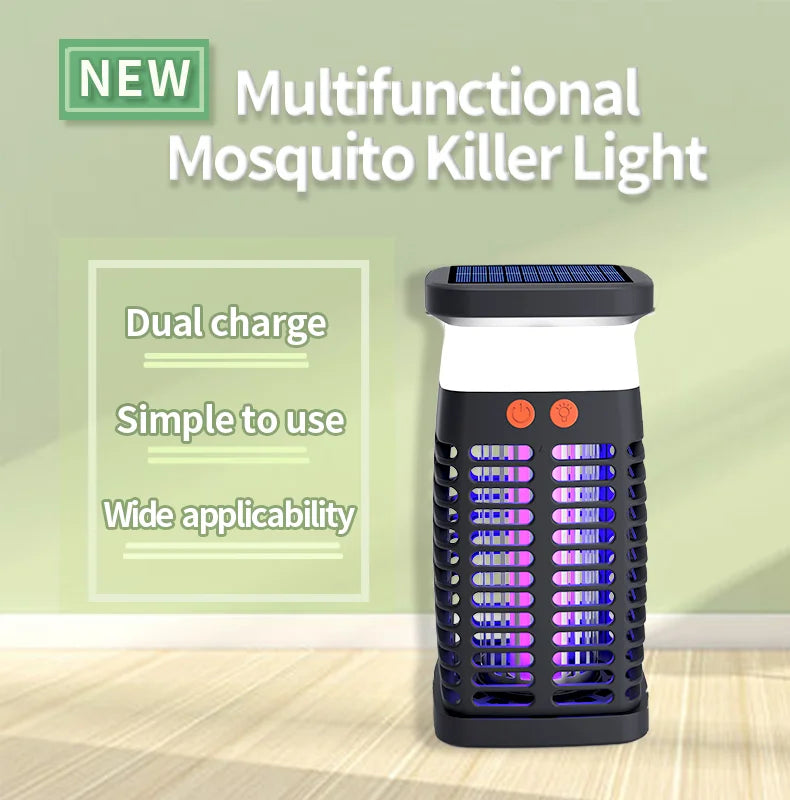 VelmoraMart solar bug zapper providing effective outdoor pest control in a garden setting