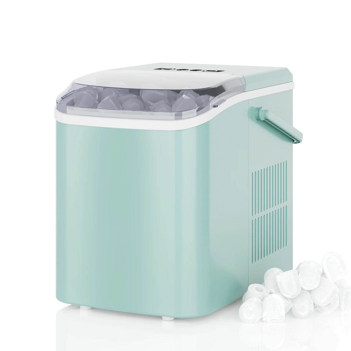 Portable nugget ice machine producing soft chewable ice for home kitchens, coffee bars, and entertaining by VelmoraMart.