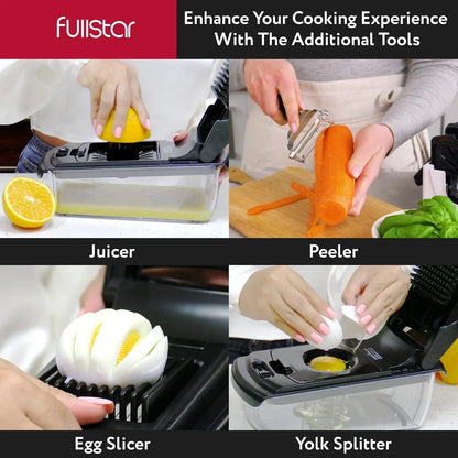 Manual vegetable food cutter with interchangeable stainless steel dicing blades