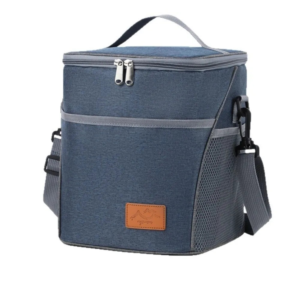 Lunch bag insulated with leakproof thermal lining, spacious interior, durable fabric, and stylish design for work, school, travel, and everyday meals.