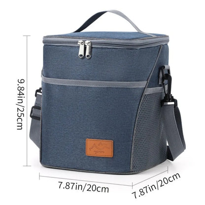 Lunch bag insulated with leakproof thermal lining, spacious interior, durable fabric, and stylish design for work, school, travel, and everyday meals.