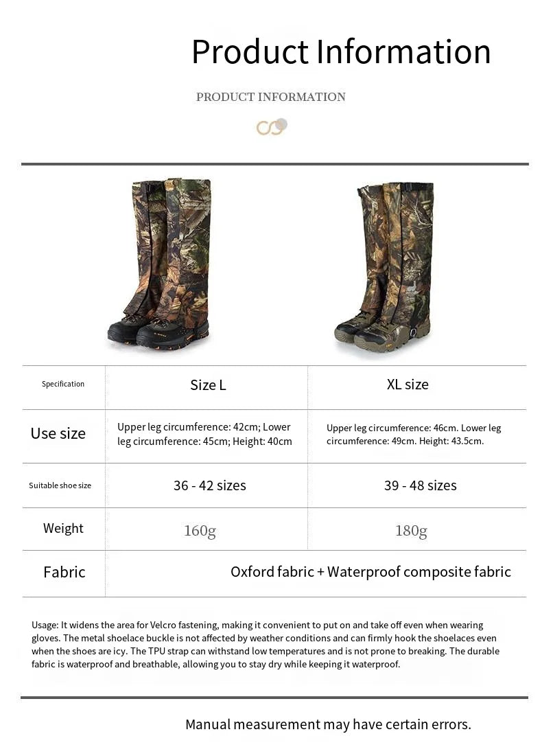 Close up of waterproof snake resistant gaiters material