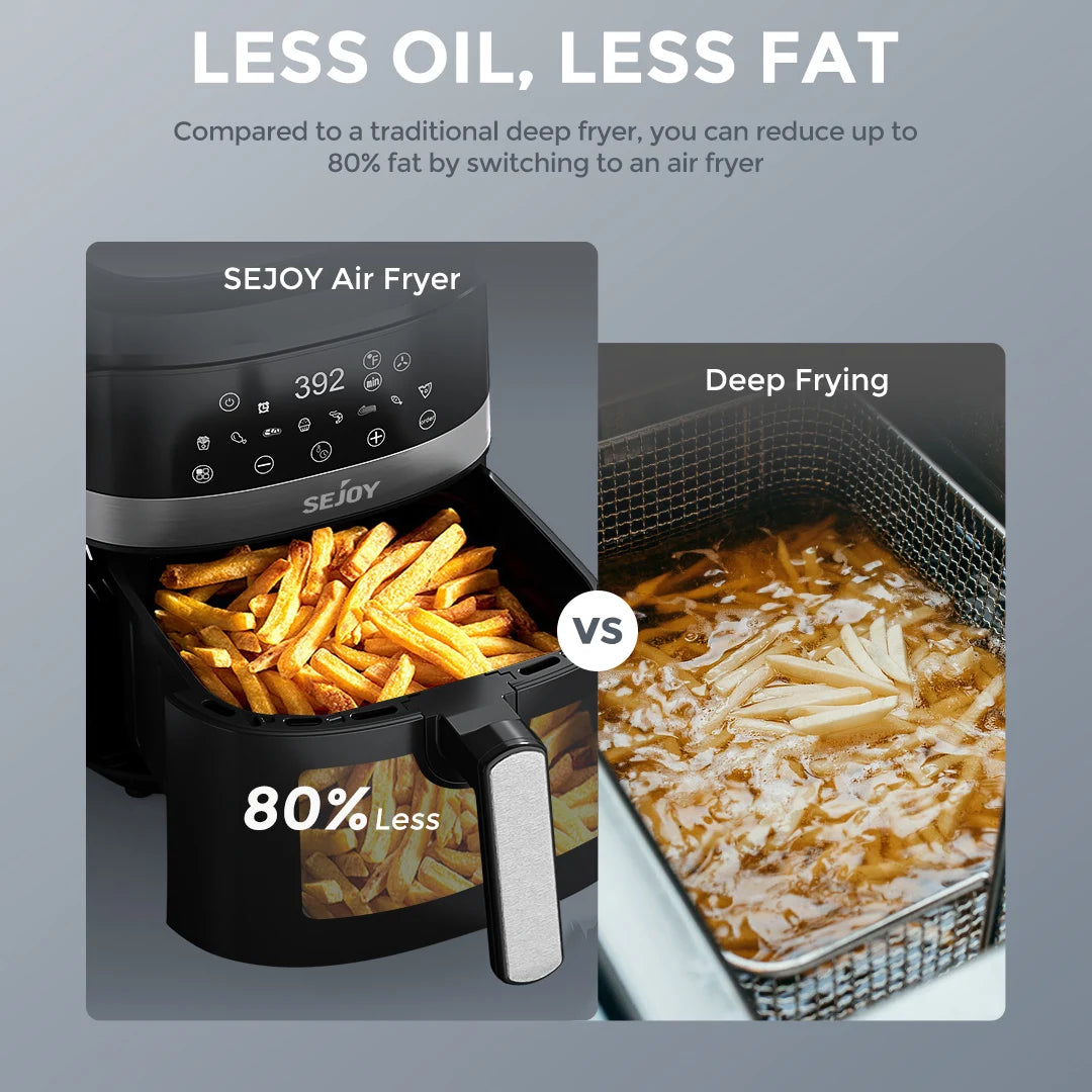 Close up of crispy food inside a 6qt air fryer basket