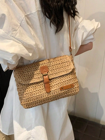 Stylish woven bag for women featuring an elegant woven shoulder bag design perfect for shopping, travel, and summer fashion from VelmoraMart.