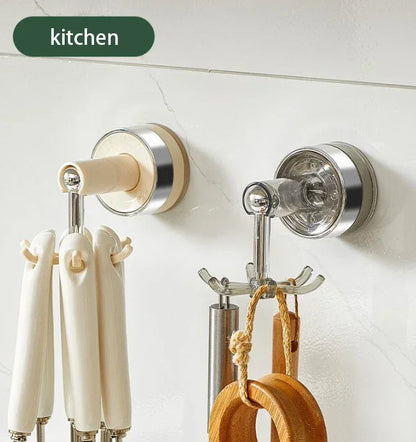 Heavy-duty clear VelmoraMart Suction Cup hooks mounted securely on a glass shower door.