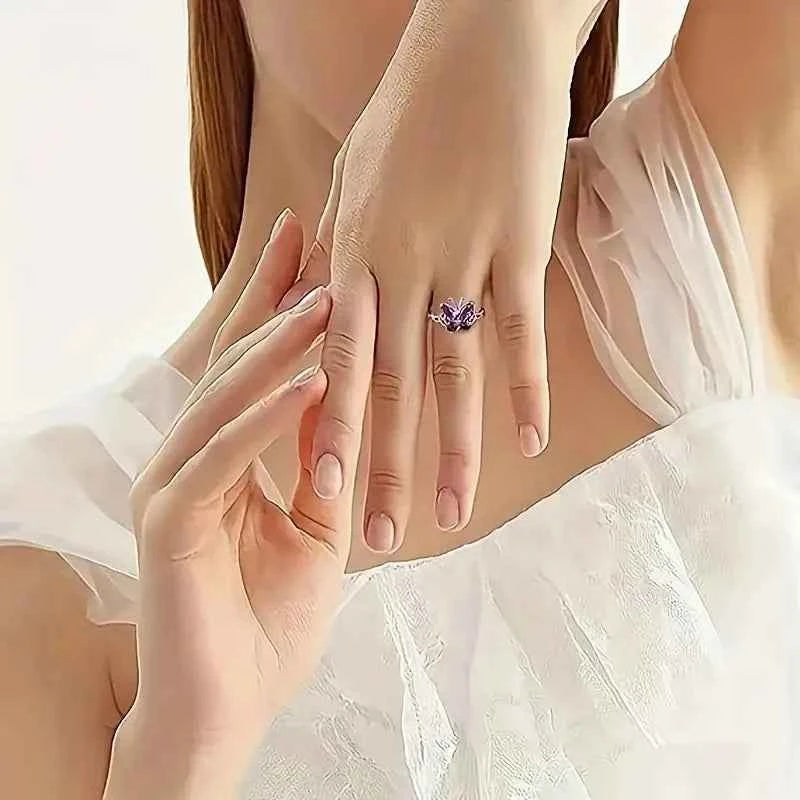 Butterfly Ring - Sterling Silver & Gold Butterfly Ring for Women