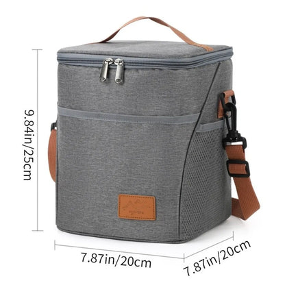 Lunch bag insulated with leakproof thermal lining, spacious interior, durable fabric, and stylish design for work, school, travel, and everyday meals.