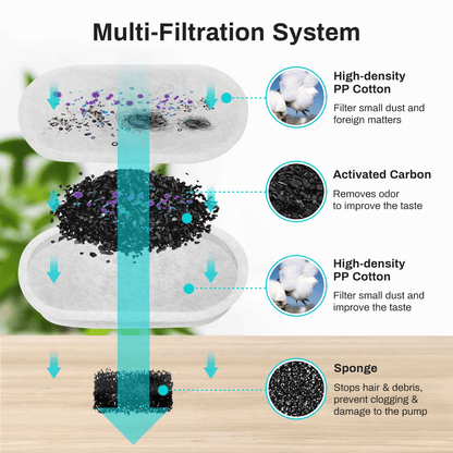 Diagram of a multi-filtration system with components and their functions.