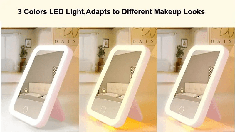 Three views of a LED light-up mirror by www.velmoramart.com
