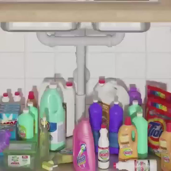 Under kitchen sink organizer with 2-tier sliding drawers for kitchen and bathroom storage, pull-out cabinet organizer for cleaning supplies by VelmoraMart